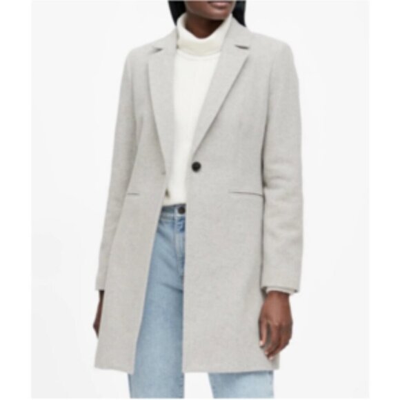 Banana Republic X Mario Bellucci Italian Wool Melton Grey Car Coat 6 Petite - Picture 1 of 15